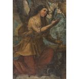 PAINTER CENTRAL ITALY, 17TH CENTURY Announcing angel Oil on canvas, cm. 88,5 x 60 Conditions of