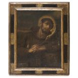 PAINTER BOLOGNESE, 17TH CENTURY St. Francis in meditation Oil on canvas, cm. 61 x 48 Conditions of