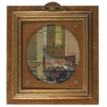 ITALIAN PAINTER, EARLY 20TH CENTURY Inside of church Oil on canvas board, cm. 30 x 26 Signed 'A.