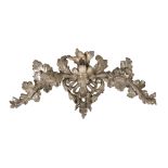 SILVER-PLATED WOODEN FRIEZE, 18TH CENTURY carved to raceme with flowers, leaves and roccaille.