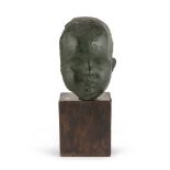 UNKNOWN SCULPTOR, EARLY 20TH CENTURY FACE OF A CHILD Green patina bronze, cm. 19 x 11 x 9 Base in