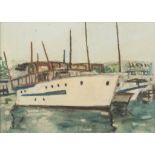 AMEDEO RUGGIERO (Tunisi 1912 - Rome 1986) Boats in the harbour Oil on canvas, cm. 50 x 70