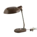 WRITING DESK LAMP IN METAL, ITALY '50s brown lacquered, with upright in chromed metal. Measures