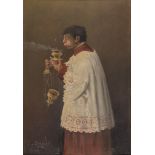 ROMAN PAINTER, 19TH CENTURY Altar boy Oil on canvas, cm. 36 x 25 Signed 'L. Gregory Roma', bottom