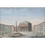 ITALIAN PAINTER, LATE 19TH CENTURY Pantheon Square Gouache, cm. 9,5 x 13,5 Inscriptions on the