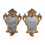 SPLENDID PAIR OF GILTWOOD MIRRORS, LOMBARDY OR EMILIA, 18TH CENTURY frames sculpted to big