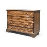 BEAUTIFUL WALNUT TALLBOY, PROBABLY LOMBARDY SECOLO four drawers on the front inlaid in boxwood and