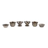 SIX SMALL SILVER BOWLS, UNITED KINGDOM EARLY 20TH CENTURY bodies fluted and engraved with floral