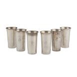 SIX SILVER BEAKERS, PUNCH UNITED STATES LATE 19TH CENTURY smooth body with initial. Silversmiths