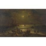 Giacomo Zampogna called VANNINI (Naples 1899 - Chiavari 1965) NIGHTTIME WITH FISHERMEN Oil on