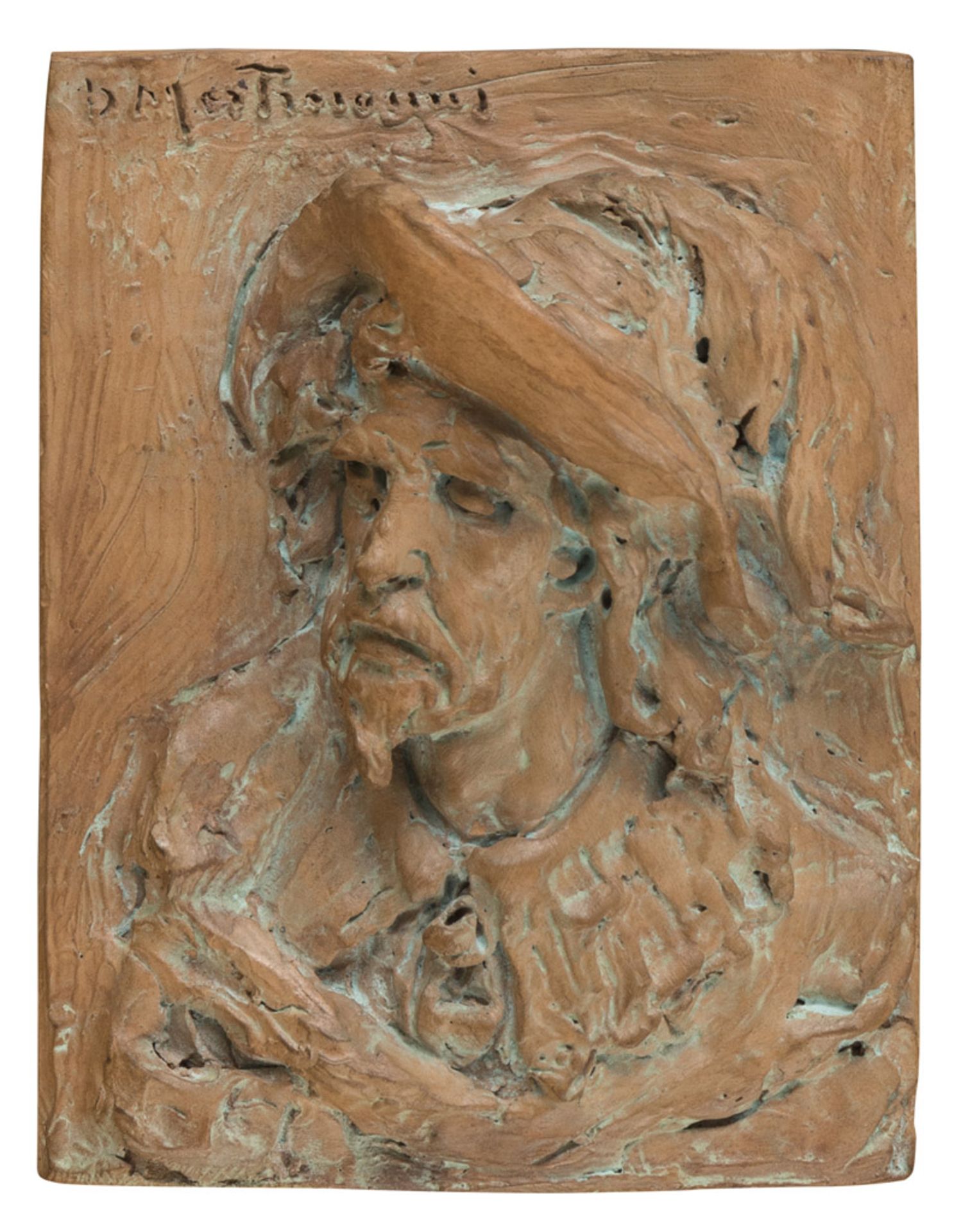 DOMENICO MASTROIANNI (Arpino 1876 - Rome 1962) Musketeer High-relief sculpture in earthenware, cm.