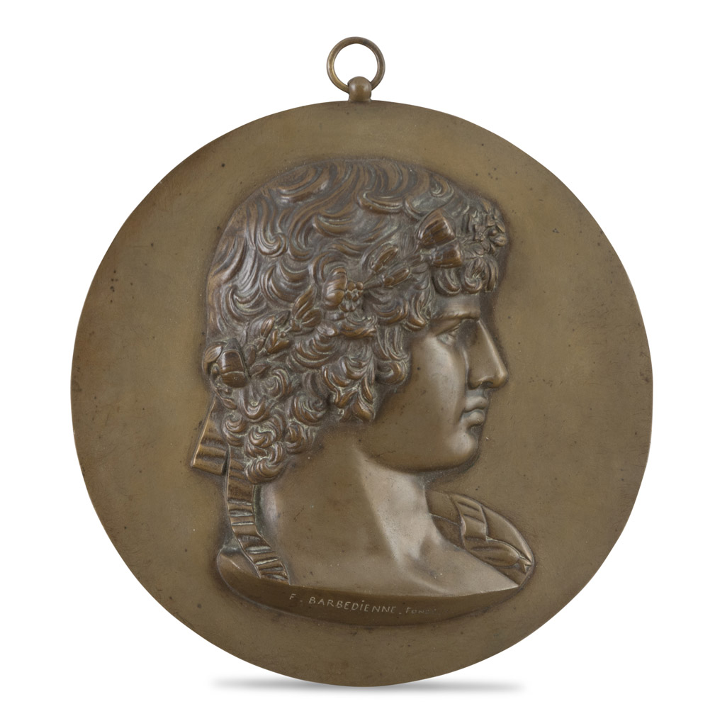 HIGH-RELIEF SCULPTURE IN BRONZE, F. BARBEDIENNE LATE 19TH CENTURY decorated with profile of