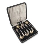 SIX DESSERT SPOONS IN SILVER, PUNCH LONDON 1833 with gilded bowls and family initials. Title 925/