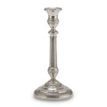 CANDLESTICK IN SILVER, PUNCH KINGDOM OF SARDINIA VERCELLI 1850/1860 fluted shaft with with honey
