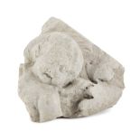 MARBLE FRAGMENT, 17TH CENTURY with bust child's relief. Measures cm. 23 x 27 x 20. FRAMMENTO IN