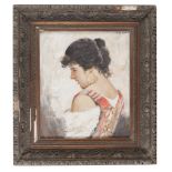 ITALIAN PAINTER, EARLY 20TH CENTURY Woman's portrait in profile Oil on canvas, cm. 55 x 46 Signature