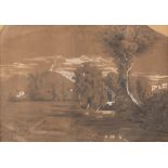 UNKNOWN PAINTER, 19TH CENTURY Bridge of the Maddalena Brown pencil and white lead on paper, cm. 26,5