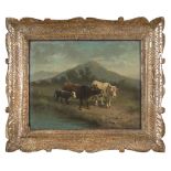 ITALIAN PAINTER, 19TH CENTURY HERDS IN THE PASTURE Oil on canvas, cm. 30 x 39 Signed 'Palizzi',