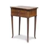 TOILET IN FEATHER MAHOGANY, HALF 19TH CENTURY inside with mirror and compartments, two drawers on