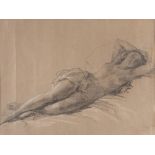 ITALIAN PAINTER OF THE 20TH CENTURY Female nude Pencil and chalk on brown paper, cm. 37 x 48