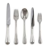 FIVE PIECES OF SILVERPLATED FLATWARE, PUNCH ALEXANDRIA 20TH CENTURY with fluted handles. Lot