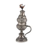 PERFUMEBURNER IN SILVER, TUNISIA 1905/1941 body shaped to double pumpkin, entirely embossed with