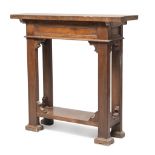 CONSOLE IN WALNUT, 19TH CENTURY with bar upright and square feet. Measures cm. 115 x 120 x 35.
