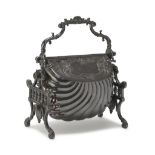 SILVER-PLATED BREAD BASKET, PROBABLY UNITED KINGDOM LATE 19TH CENTURY, fluted body, covers