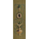 A PAIR OF PAPIER-PAINT, EARLY 20TH CENTURY painted on paper applied on panel with motifs of vases,