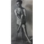 ITALIAN PAINTER EARLY 20TH CENTURY Male nude Charcoal and piece of chalk on paper-board, cm. 131 x