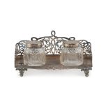 SMALL INKWELL IN SILVER, PUNCH BIRMINGHAM 1903 shelf pierced with floral motifs, small basin in
