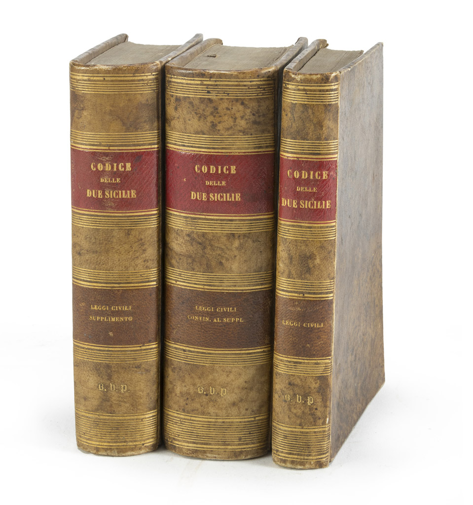 JURIDICAL ANTIQUE Codice per lo Regno delle due Sicilie. Three volumes. Ed. Naples 1850. Full