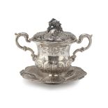 SUCRIER IN SILVER, PUNCH LOMBARD VENETIAN FIRST HALF OF 18TH CENTURY engraved with leaves in