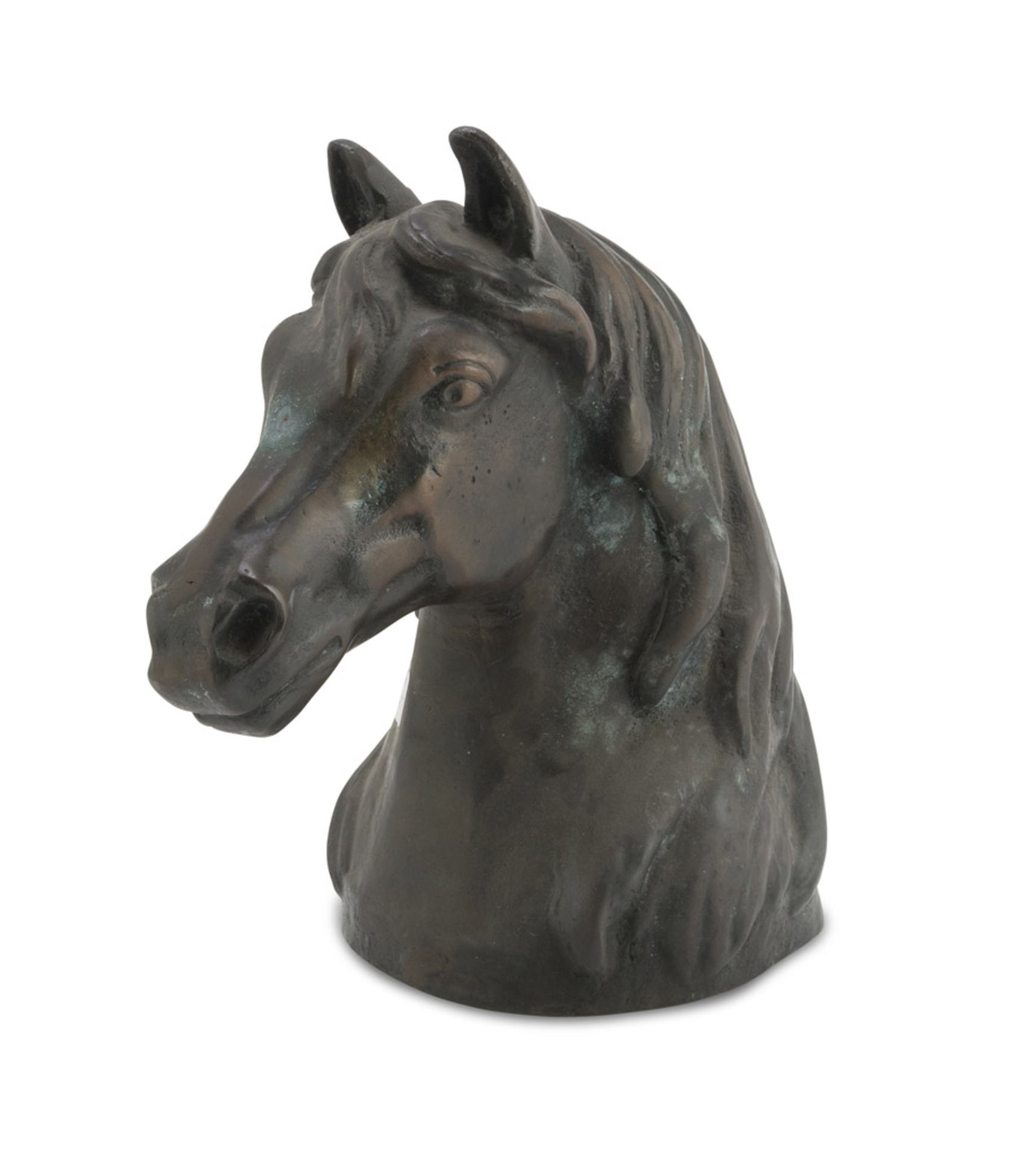 HEAD OF HORSE IN BRONZE, EARLY 20TH CENTURY with burnished patina. Measures cm. 26 x 15 x 22.