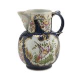 RARE PITCHER IN PORCELAIN, GERMAN BRAND PROBABLY, EARLY 19TH CENTURY in white and polychrome enamel,