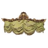 GILTWOOD AND BROWN LACQUERED CURTAIN-HOLDER, NAPLES ELEMENTS OF BAROQUE PERIOD front carved to