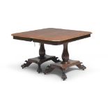 EXTENSIBLE MAHOGANY TABLE, ENGLAND 19TH CENTURY in two elements, with double banister polygonal leg.