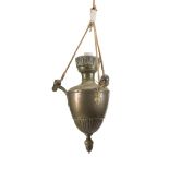 CHURCH LANTERN IN BRASS, LATE 19TH CENTURY cup-shaped with fluted basin. Measures cm.46 x 30.