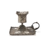 NICE CANDLESTICK IN SILVER, PUNCH GERMANY LATE 19TH CENTURY square base, entirely embossed with