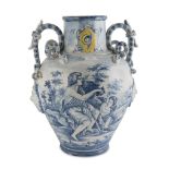 Maiolica Vase, Probably Savona, EARLY 20TH CENTURY in white and blue enamel, decorated with