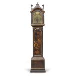 SPLENDID TOWER CLOCK, ENGLAND 18TH CENTURY in black lacquered wood, decorated with chinoiseries in