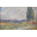 ULISSE CAPUTO (Salerno 1872 - Paris 1948) LANDSCAPE WITH TREES Oil on tablet, cm. 14 x 21 Signed