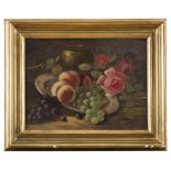 EUROPEAN PAINTER, 20TH CENTURY Still life of fruit Still life of flowers and grape A pair of oil