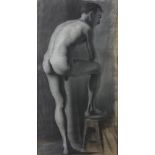 ITALIAN PAINTER EARLY 20TH CENTURY Male nude Charcoal and chalk on paper-board, cm. 136 x 71 Not