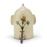 JUG IN MAIOLICA, SOUTHERN ITALY 19TH CENTURY cream enamel, slightly decorated with flowered racemes.