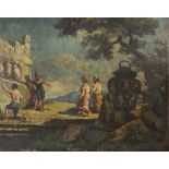 FRENCH PAINTER, 19TH CENTURY FIGURES NEAR A SEPULCHRE Oil on canvas, cm. 79 x 100 CONDITION