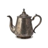 SMALL JUG IN SILVER, PUNCH MOSCOW 1891/1896 smooth body with engraved birds, flowers and leaves.