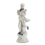 PORCELAIN FIGURE, 20TH CENTURY representing gentleman with flowers. h. cm. 23. FIGURA IN PORCELLANA,