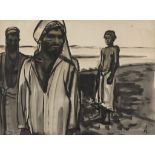PAINTER OF THE 20TH CENTURY Fishermen India ink on paper, cm. 23,5 x 31,5 Initials bottom right