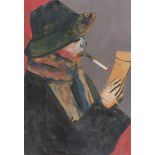 EUROPEAN ARTIST OF THE 20TH CENTURY Smoker Mixed technique on paper, cm. 48 x 33 Not signed